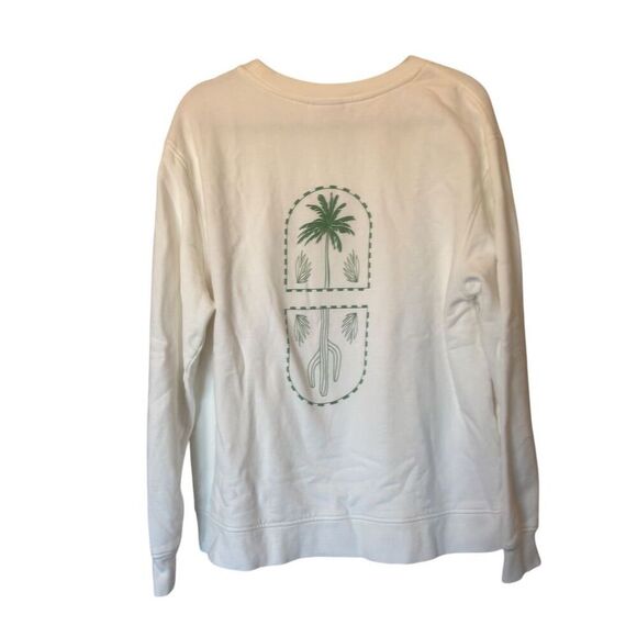 SDS  Unisex L White Crewneck Sweatshirt Palm Tree Embroidery - Picture 2 of 7